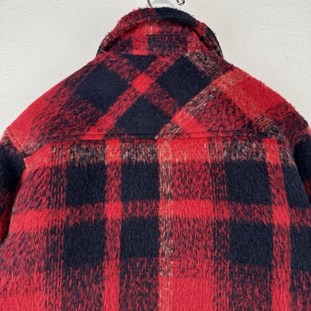 Levi's Trucker Jacket Buffalo Plaid Zipper Button Wool Blend Red Women's XS - Picture 6 of 14